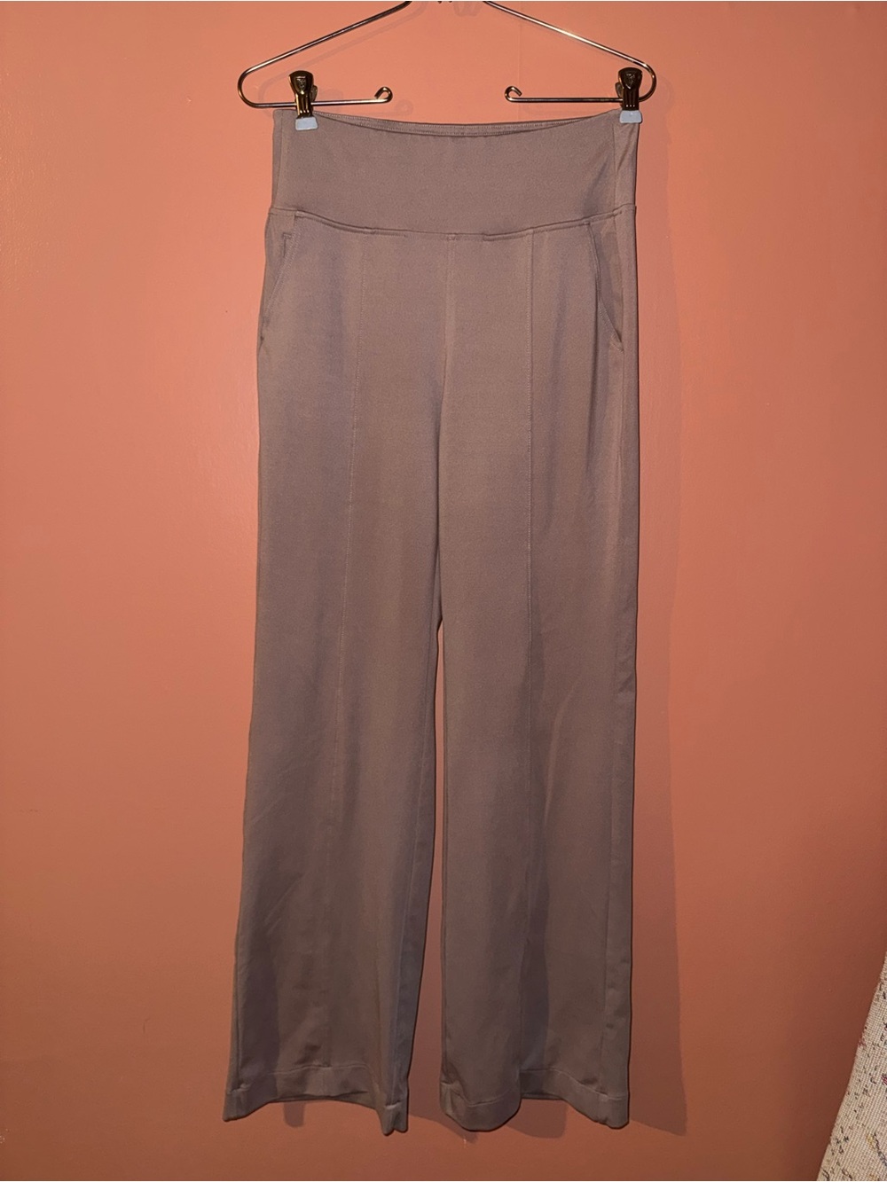 Yogalicious Wide-Leg Pull-On Pants in Dusty Mauve